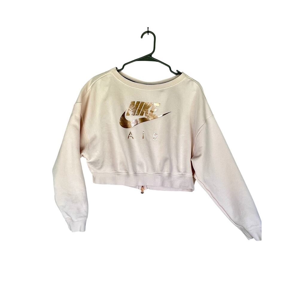Nike Air Cropped Fleece Crewneck Sweatshirt Pink Rose Gold - Size S